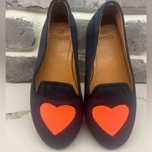 Crewcuts Dress Shoes Navy with Pink/Orange Neonish heart Size 12